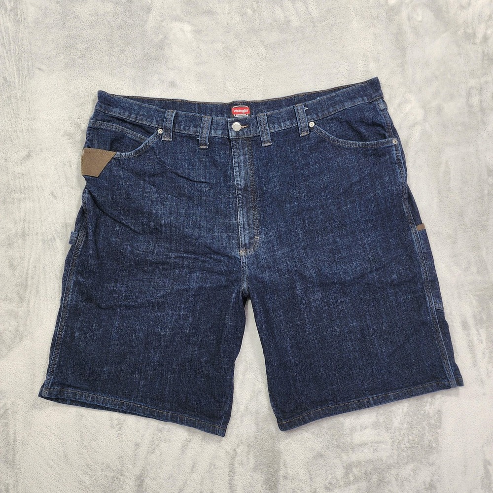 Vintage Wrangler Shorts Mens 44 Blue Cargo Carpenter‎ Workwear Utility Stretch